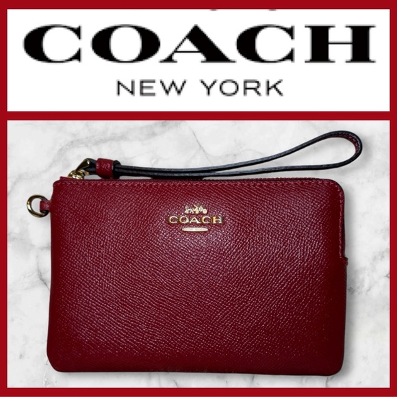 Coach Wristlet in Red Apple New Corner Zip Wristlet NWOT - Picture 6 of 7